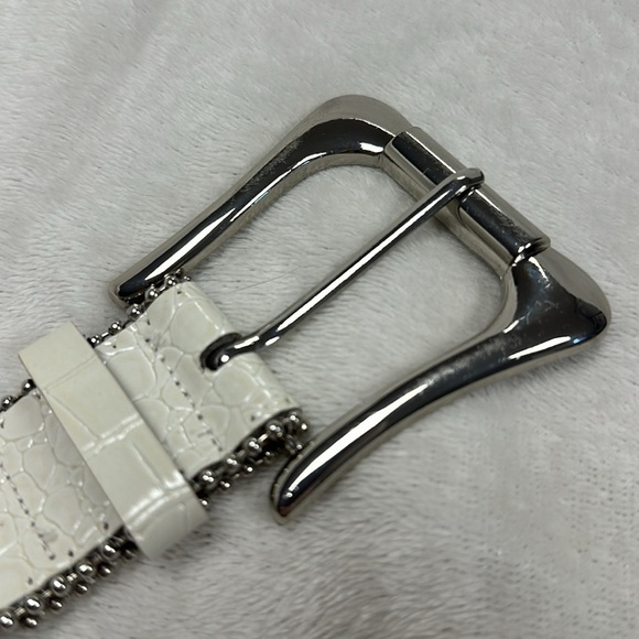 Beautiful White Rhinestones and Studs Belt Silver Buckle Western Sparkle XXL main image 5